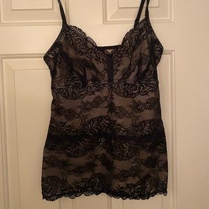 Flattering lace black tank top